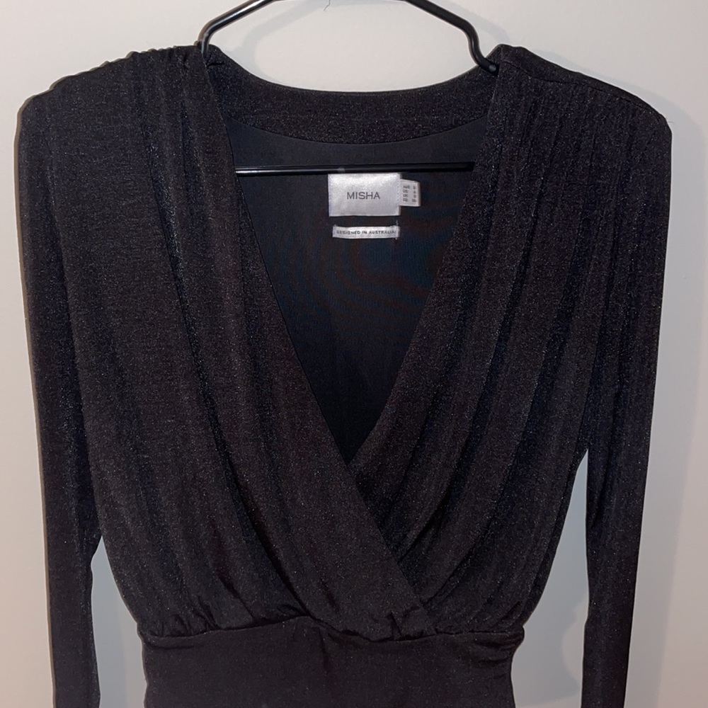 MISHA COLLECTION Designed in Australia Long Sleeve Black Bodysuit Size US 4